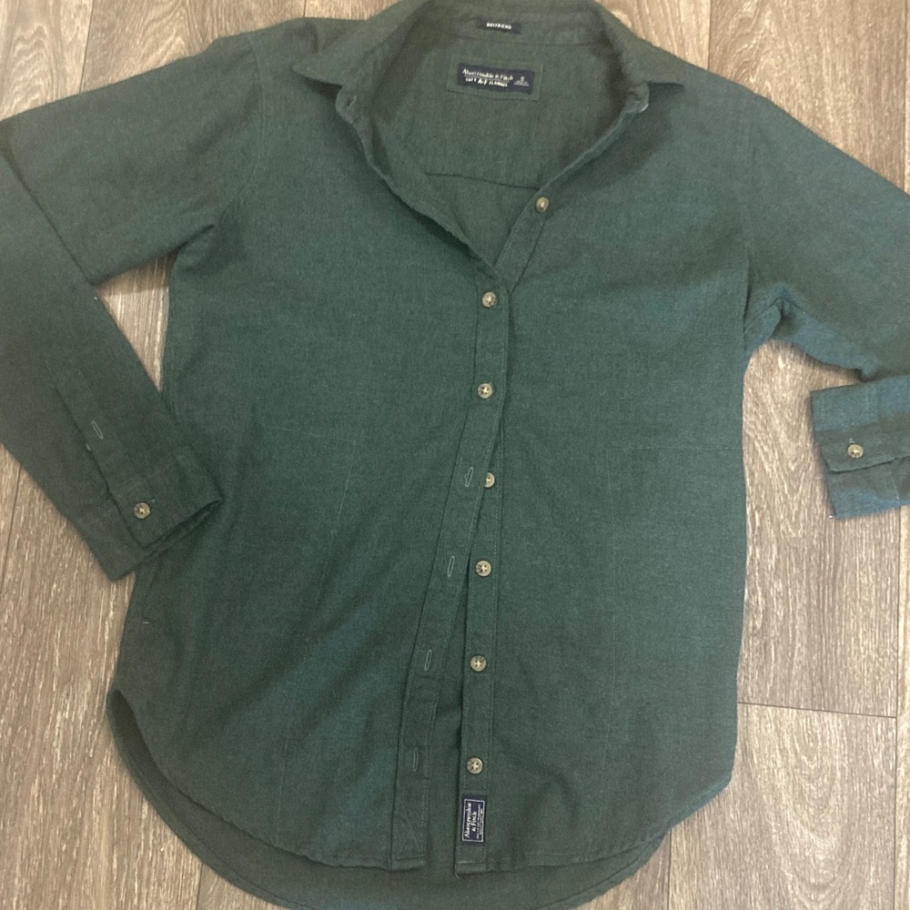 Abercrombie & Fitch Green boyfriend soft flannel size small